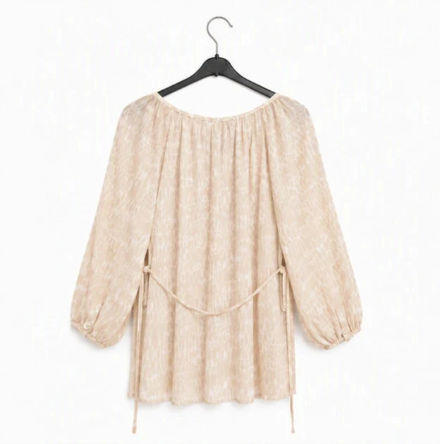 Blusa fluida H&M beige talla 42 – Estampado elegante y corte ligero – photo 4